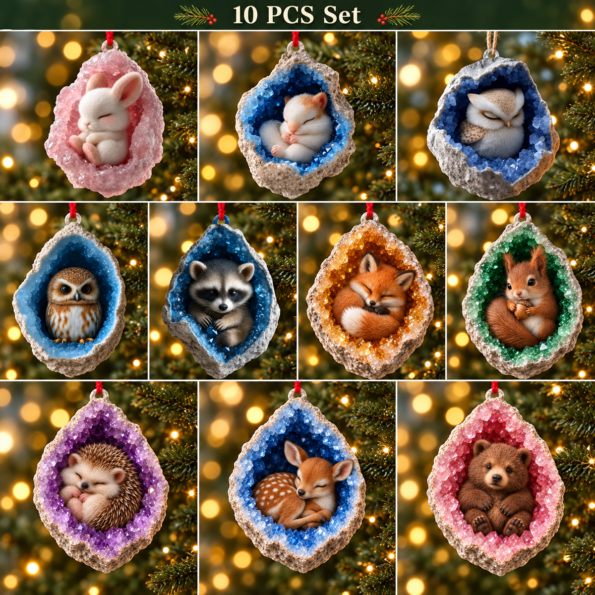 🔥🎄Early Bird Christmas Sale 50% OFF | Geode Animal Ornaments