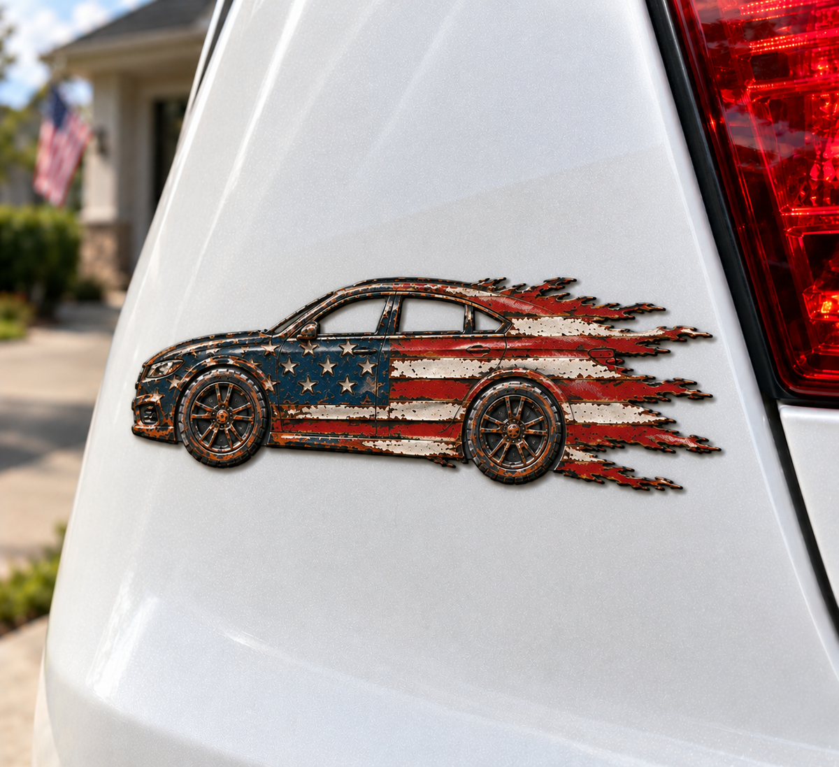 Vintage American Flag Metal Emblem – 3D Patriotic Vehicle Decorative Badge