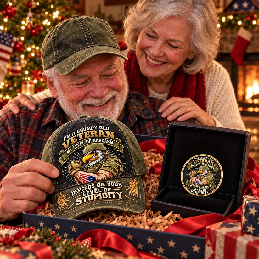 🔥Hot Sale🔥 - 🦅 "I'm A Grumpy Old Veteran My Level Of Sarcasm Depends On Your Level Of Stupidity" Eagle Hat ⭐
