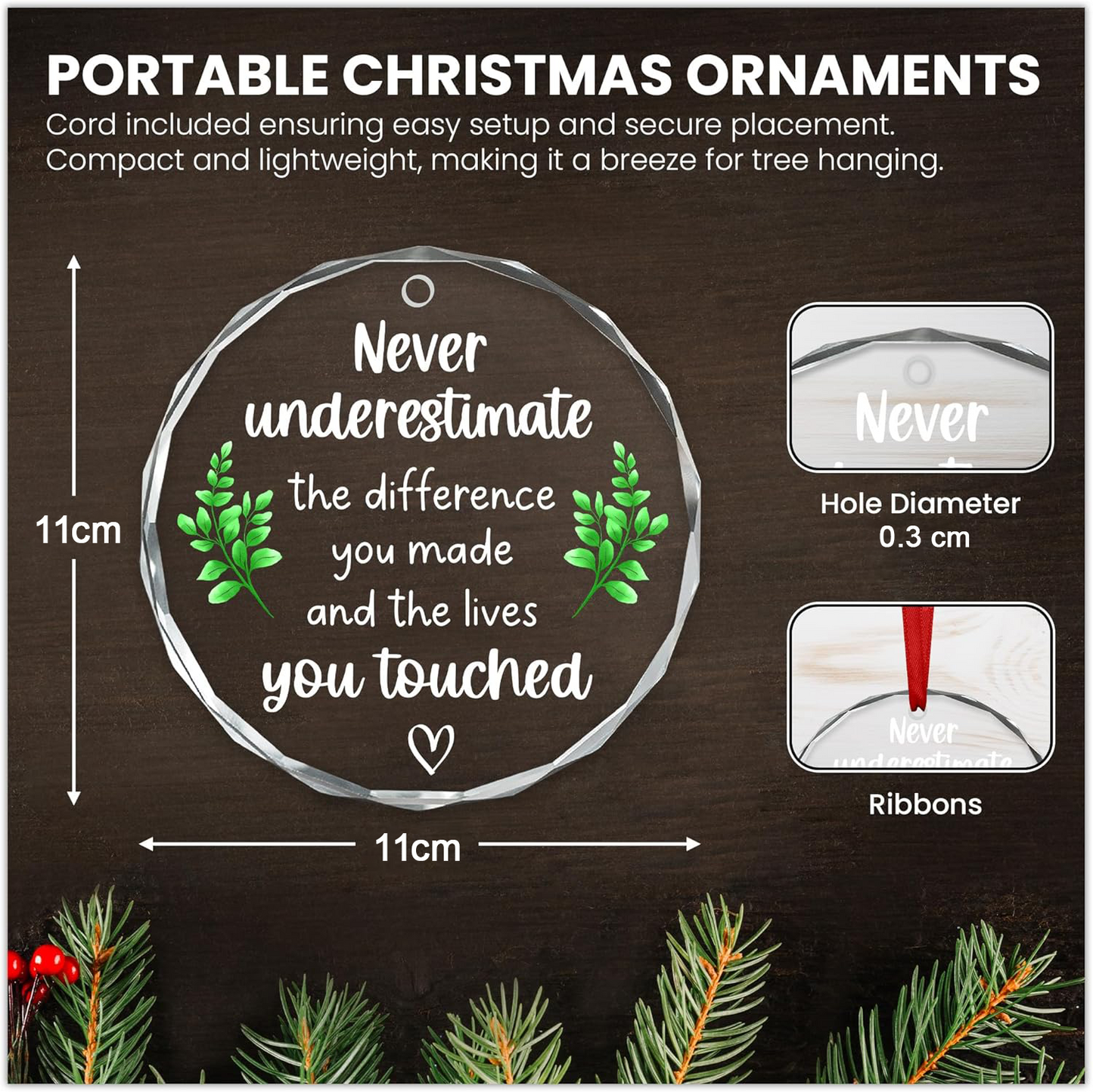 Thank You Gifts for Women Christmas Tree Decorative Glass Ornaments