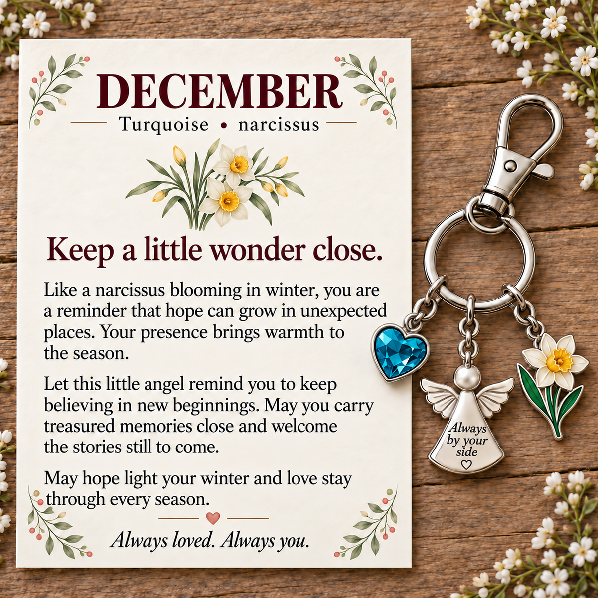 πΈπ Birth Month Flower & Birthstone Keychain β A Meaningful Gift for Every Month