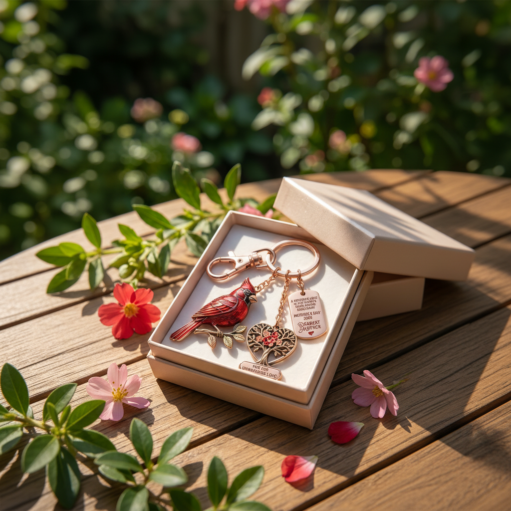 š„Cardinal Motherās Day Keychain ā A Sanctuary of Love, Always With Her