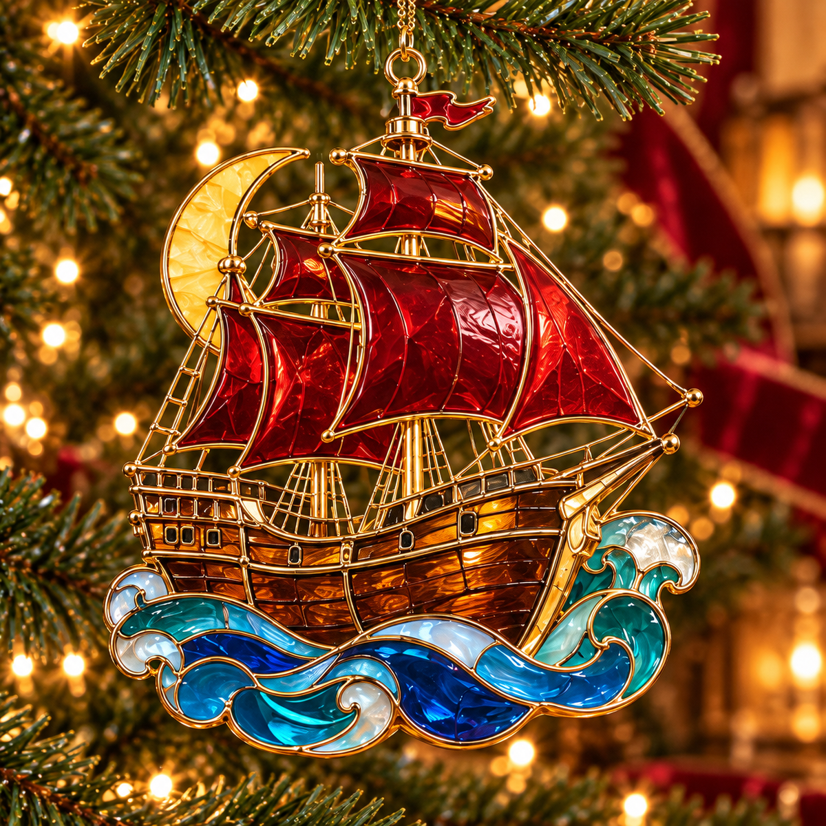 🔥Hot Sale🔥 - Pirate Adventures – Vintage Stained Glass-Style Christmas Ornaments, Set of 6