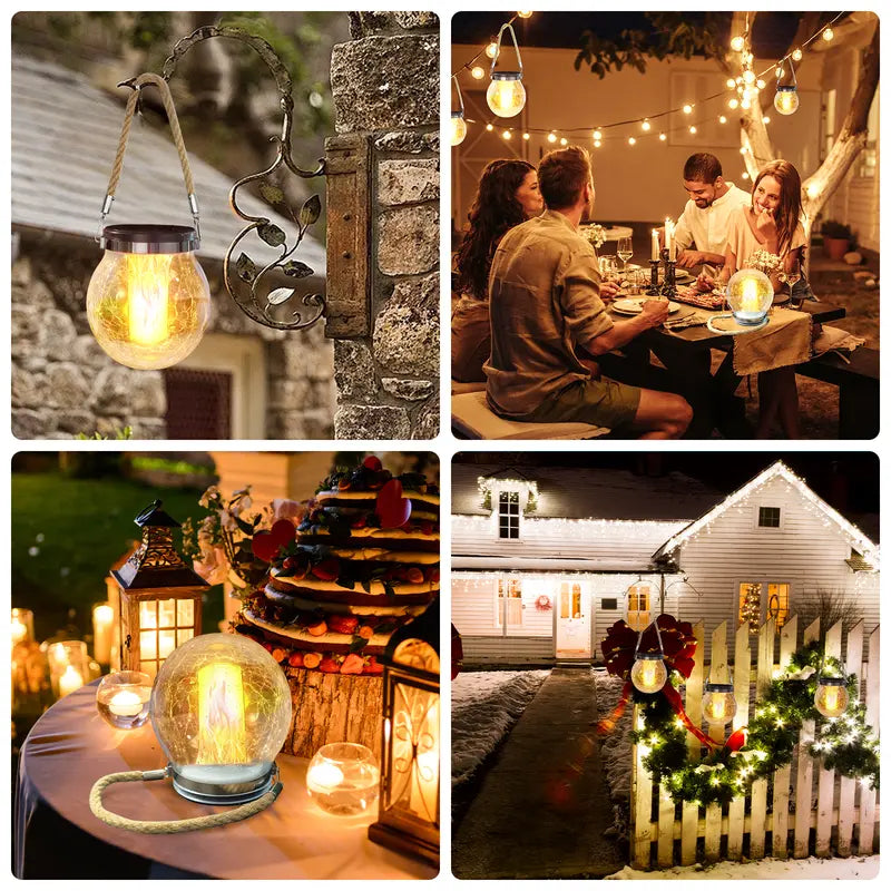 π 2 Pack Solar Crackle Glass Lantern Lights β Magical Glow for Your Garden β¨