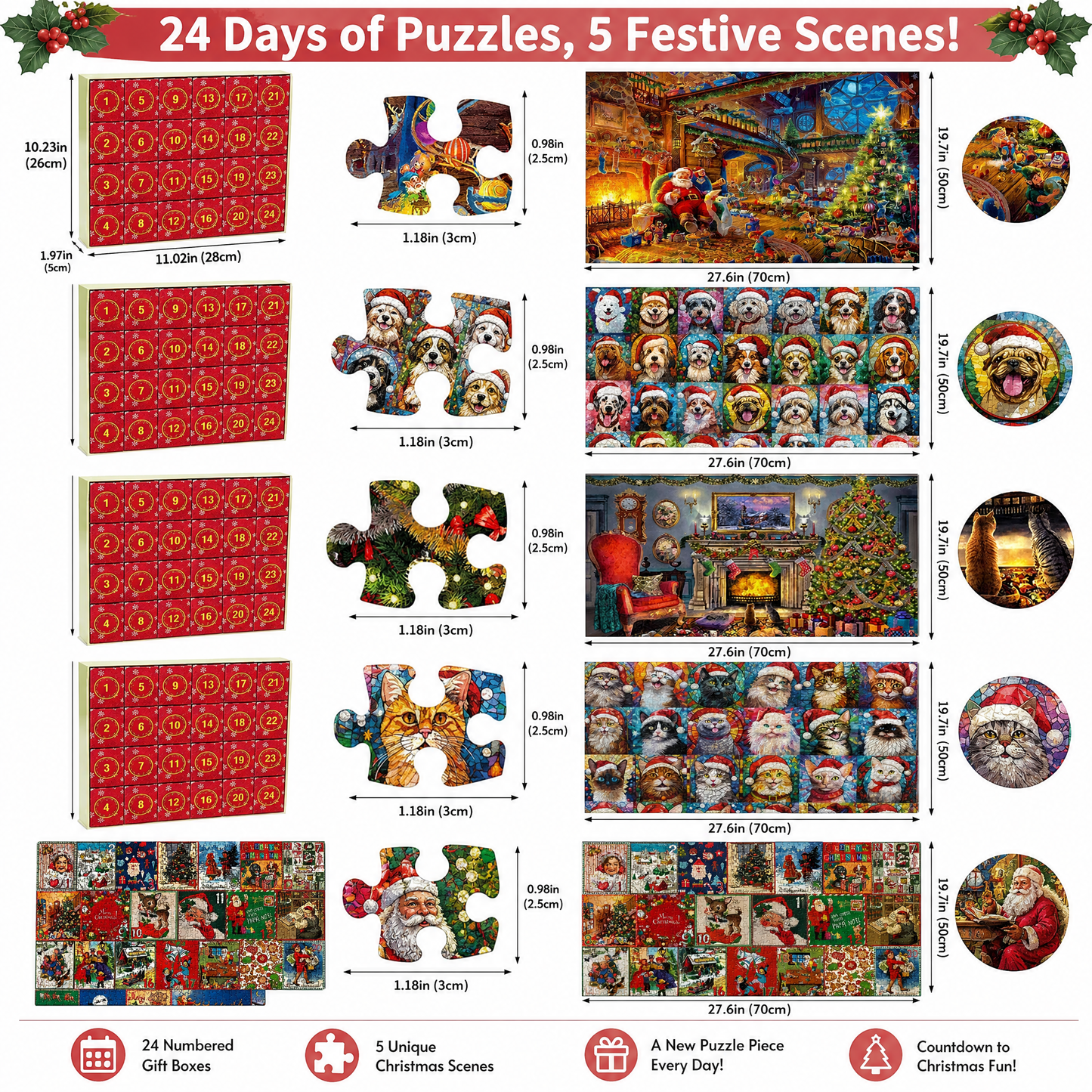 🎅🧩Christmas Advent Calendar Jigsaw Puzzle 1000pcs🧩🎅