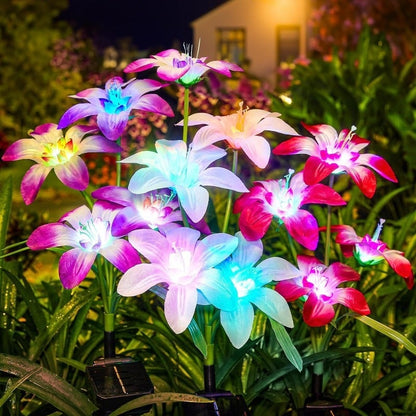 Solar-Powered  Blooming Lily Flowers Lights
