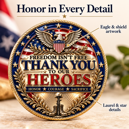 Freedom Isn’t Free – Thank You to Our Heroes Double-Sided Memorial Medallion