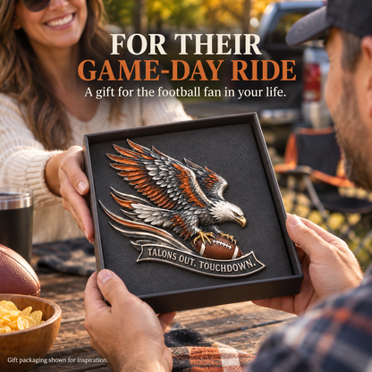 🔥Hot Sale🔥 - 🦅 "Talons Out. Touchdown!" Premium Metal Eagle Car Emblem 5.9“*5.9” | The Ultimate Football Fan Decal