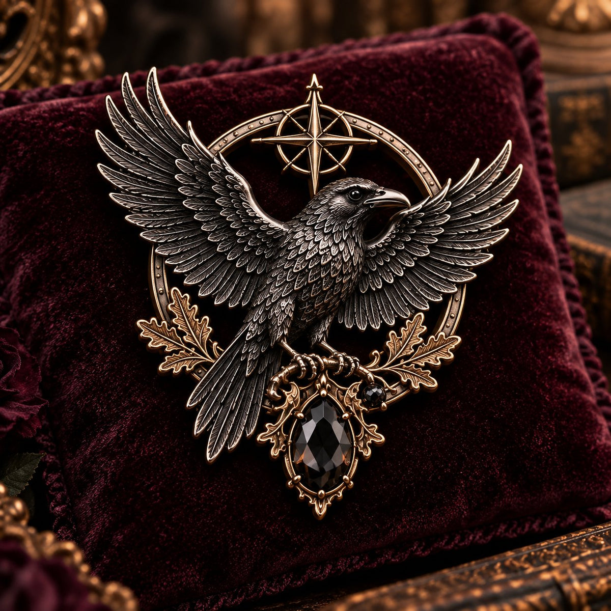 🔥Hot Sale🔥 - 🐦‍⬛ Gothic Celtic Raven Brooch – Dark Academia Statement Pin