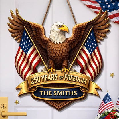 Custom Wood Sign - Personalized America 250th Anniversary Gifts  - Where Brave Hearts Gather