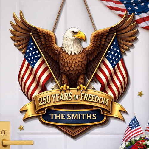 Custom Wood Sign - Personalized America 250th Anniversary Gifts  - Where Brave Hearts Gather