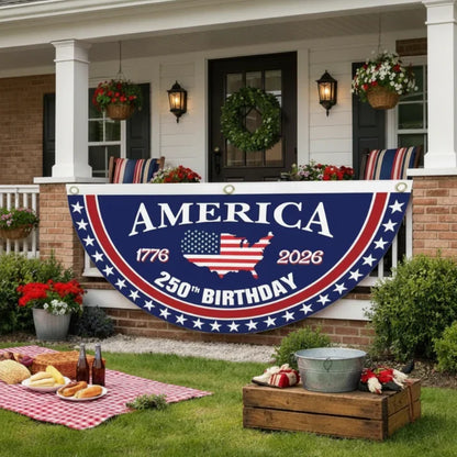 America 250th Birthday Semicircular Flag Banner