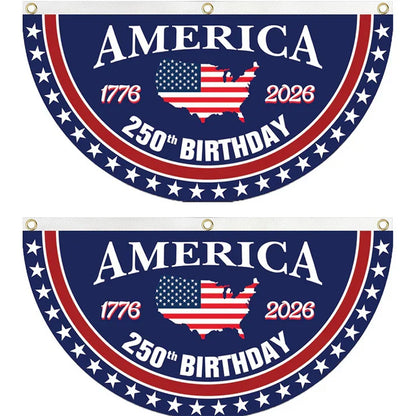 America 250th Birthday Semicircular Flag Banner