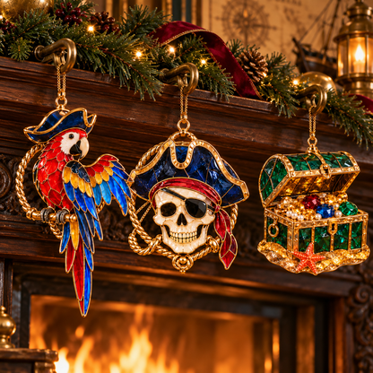 🔥Hot Sale🔥 - Pirate Adventures – Vintage Stained Glass-Style Christmas Ornaments, Set of 6