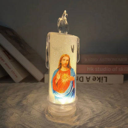 🕯️🕯️LED Prayer Flameless Candles, Jesus Saints Religious Decoration, Christmas Easter gift