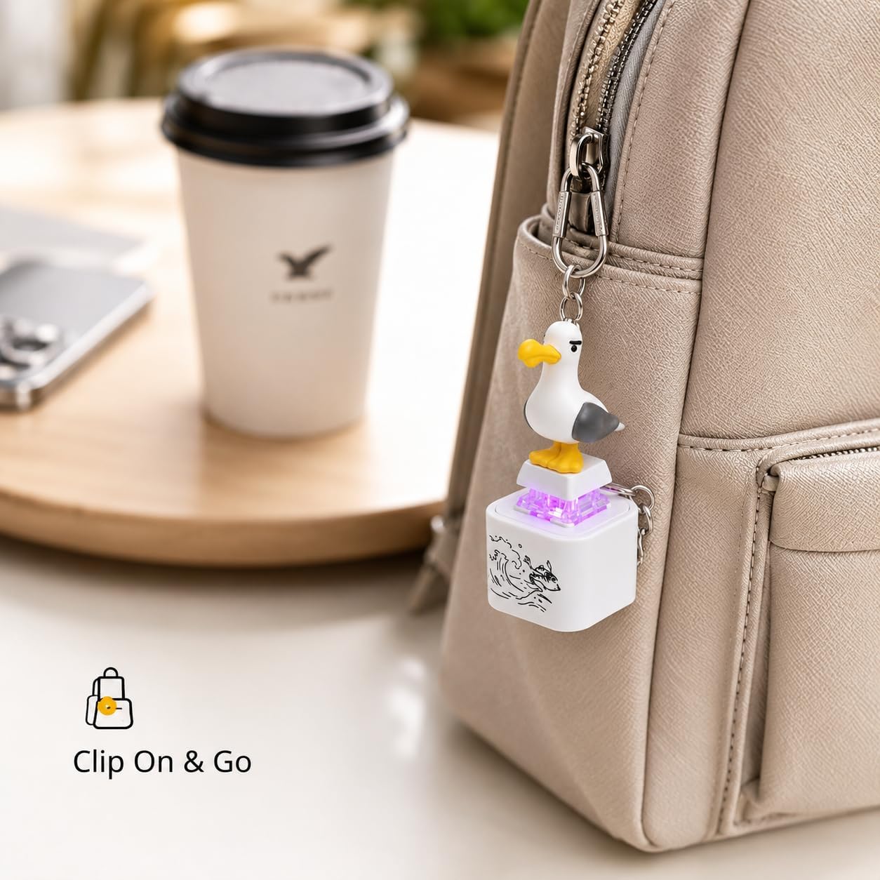🐦 The "MINE!" Seagull Clicker – RGB Mechanical Fidget Keychain