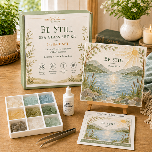 🔥Hot Sale🔥 - ✝️ Psalms of Comfort & Strength Sea Glass Art Kit