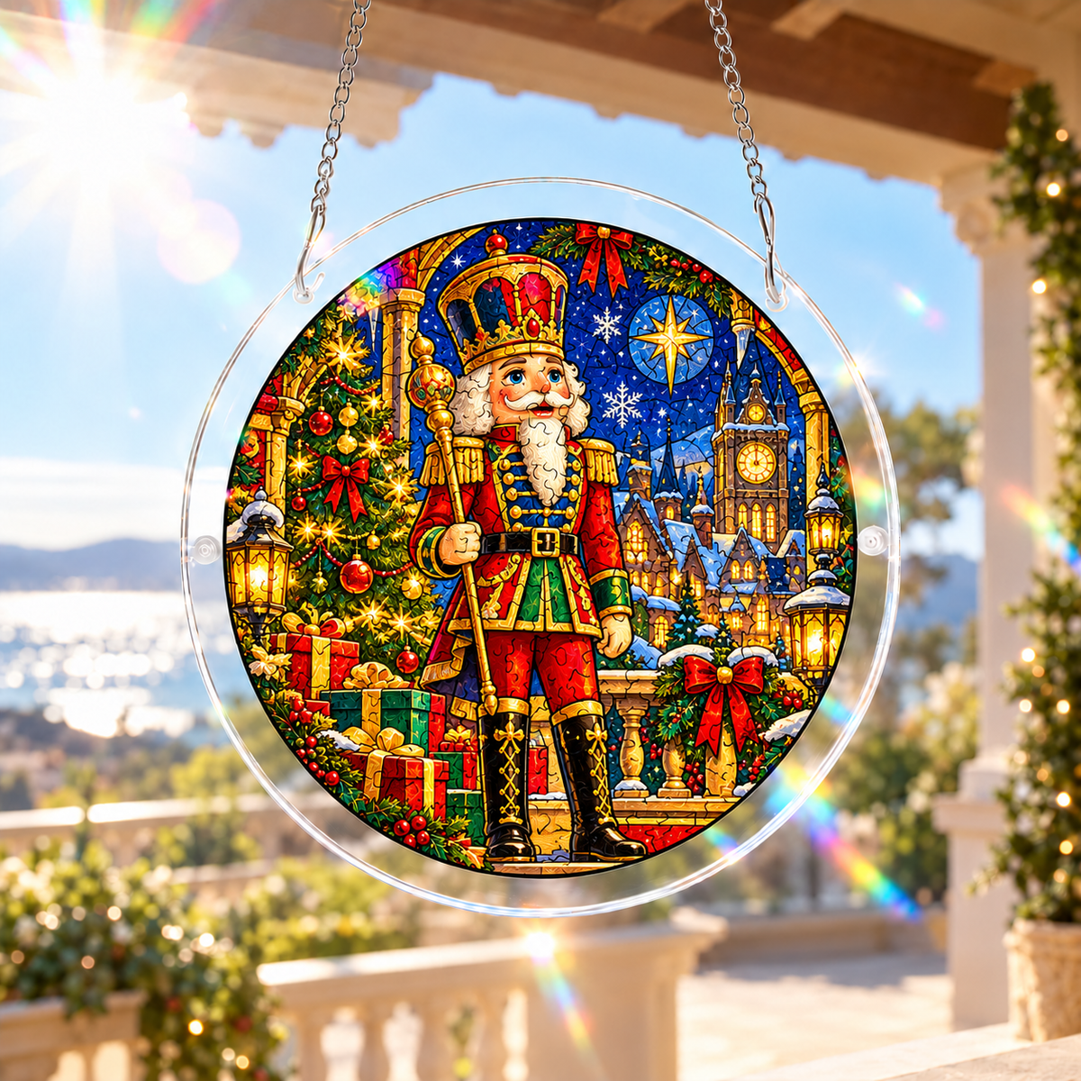 ⏳ Last Day 50% OFF —🎄 Christmas Stained Glass Puzzle Suncatcher