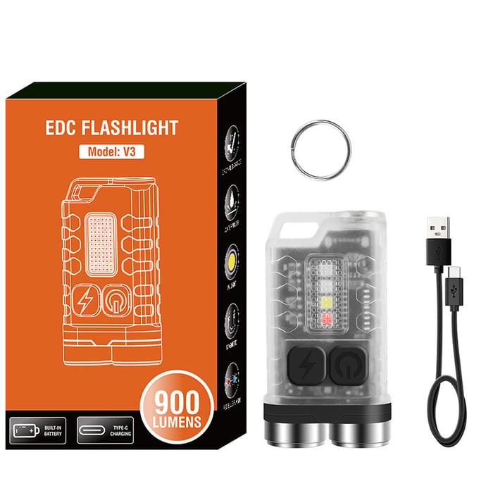 🔦💡Small Powerful EDC Flashlight with Red UV Blue Light -Super Bright 900LM