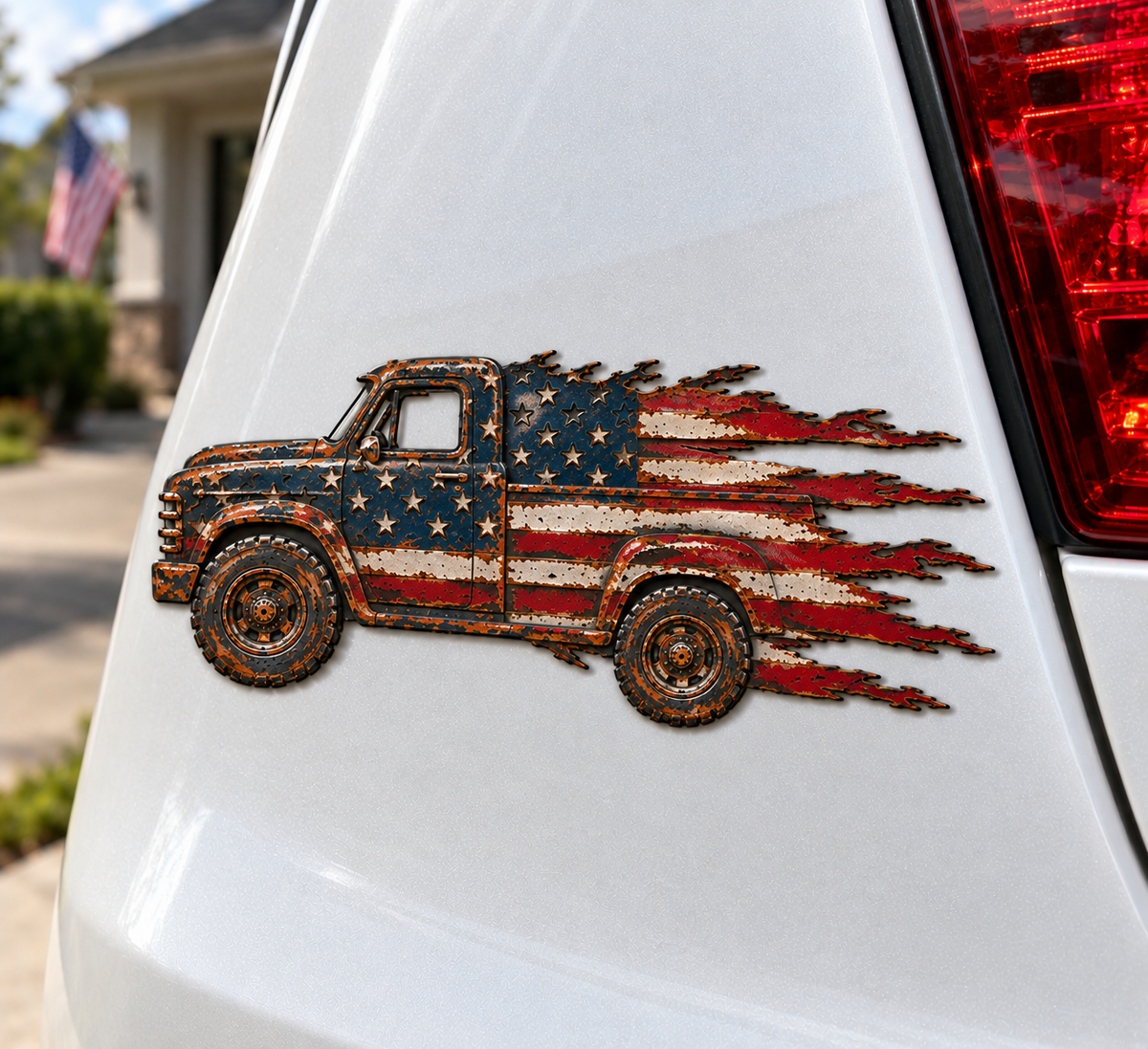 Vintage American Flag Metal Emblem – 3D Patriotic Vehicle Decorative Badge