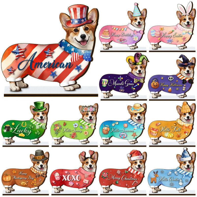 🐾 Interchangeable Seasonal Animal Wooden Decor Set