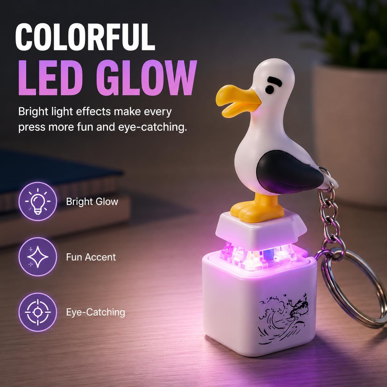 🐦 The "MINE!" Seagull Clicker – RGB Mechanical Fidget Keychain