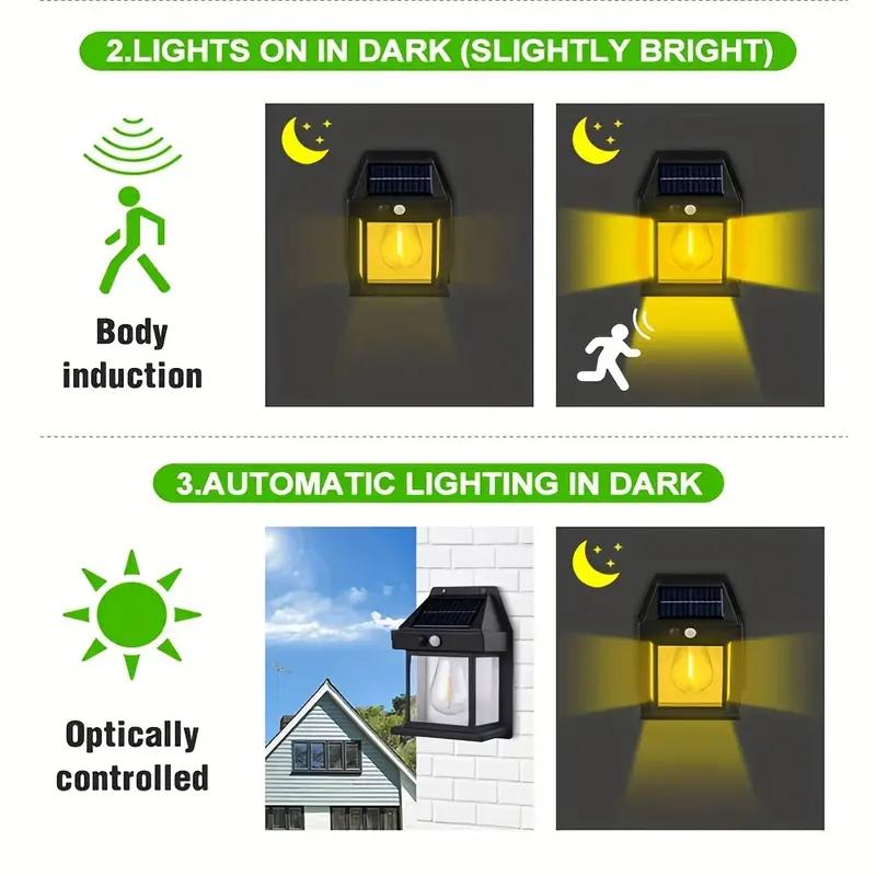 4 Pack Solar Outdoor Wall Lights with Motion Sensor