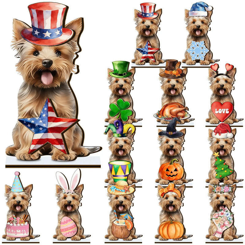 🐾 Interchangeable Seasonal Animal Wooden Decor Set