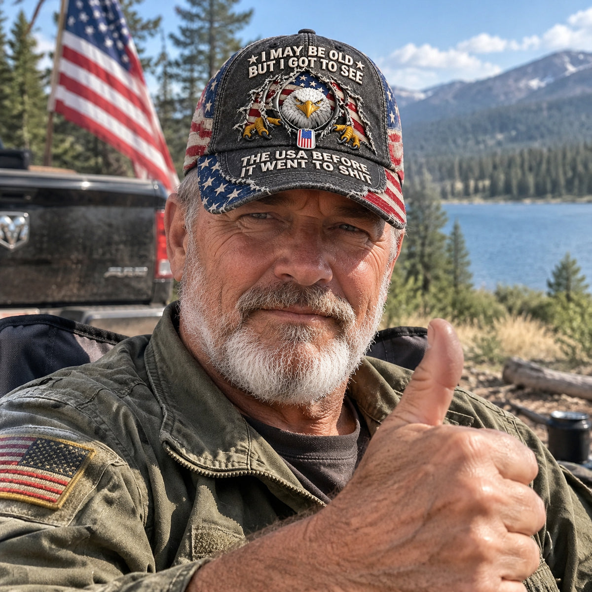 🦅 "I May Be Old But I Got To See The USA Before It Went To Shit" Vintage Eagle Washed Baseball Cap 🇺🇸