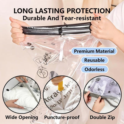 Cordless Travel Vacuum Storage Compression Bag Set – 15-Pack in 3 Sizes – USB Rechargeable Handheld Pump