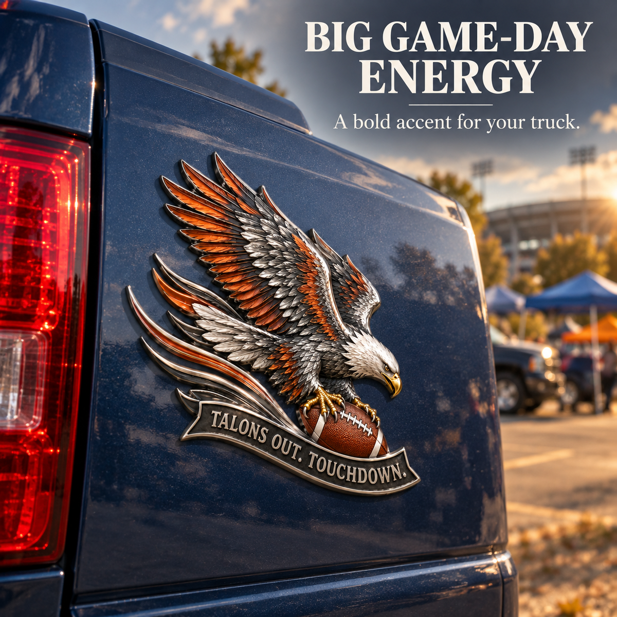 🔥Hot Sale🔥 - 🦅 "Talons Out. Touchdown!" Premium Metal Eagle Car Emblem 5.9“*5.9” | The Ultimate Football Fan Decal