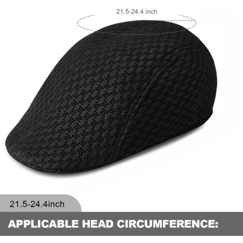 UPF50+ Mesh Flat Cap Men Breathable Duckbill Beret 56-58cm