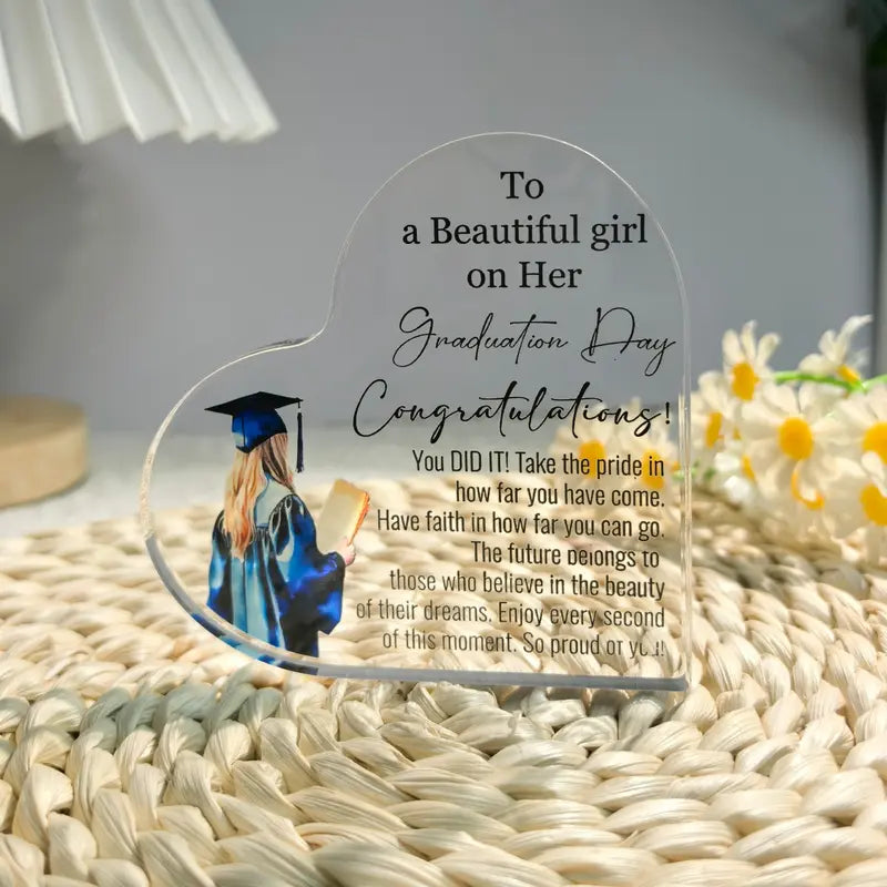 🎓 Acrylic Heart-Shaped Inspirational Graduation Gifts For Her