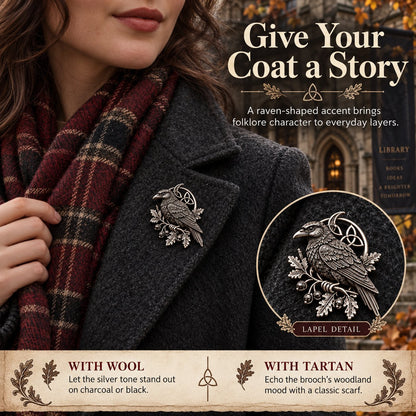🔥Hot Sale🔥 - 🐦‍⬛ Gothic Celtic Raven Brooch – Dark Academia Statement Pin