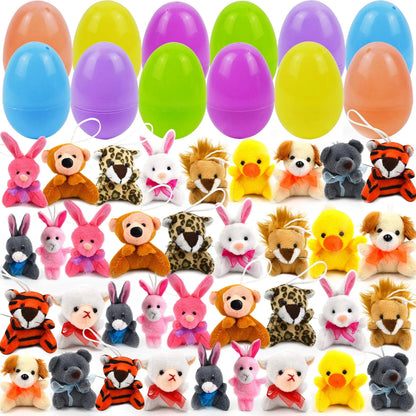 🔥LAST DAY 49% OFF-12/24/36 Pcs Prefilled Easter Eggs, Filled with Plush Animal Toys
