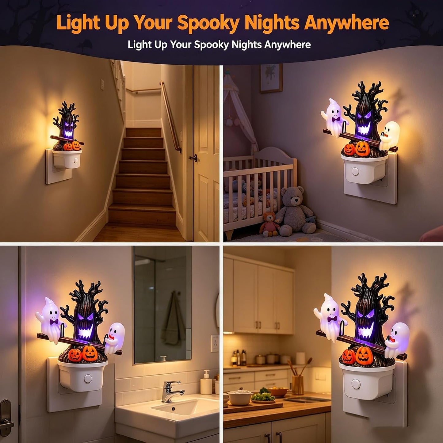 👻 Bouncing Ghost Seesaw Night Light – Cute Plug-In Halloween Decor