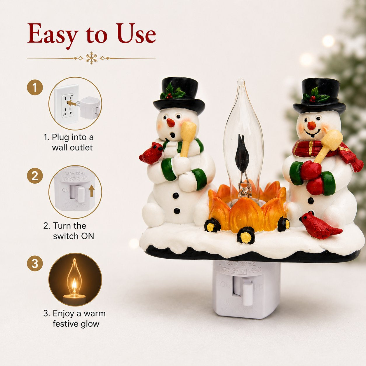 ☃️ Snowman Fireplace Night Light — Bring Cozy Christmas Glow Home! 🔥