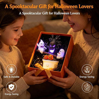 👻 Bouncing Ghost Seesaw Night Light – Cute Plug-In Halloween Decor