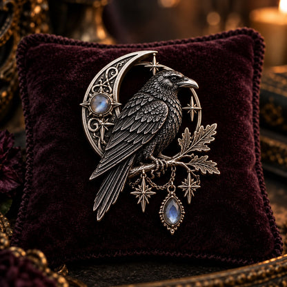 🔥Hot Sale🔥 - 🐦‍⬛ Gothic Celtic Raven Brooch – Dark Academia Statement Pin