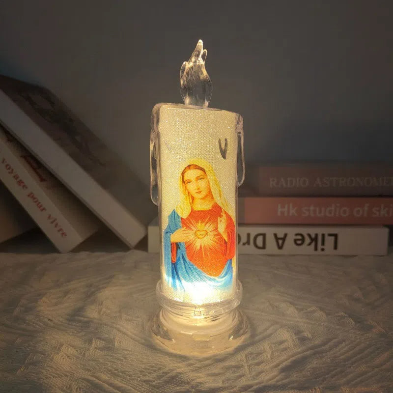 🕯️🕯️LED Prayer Flameless Candles, Jesus Saints Religious Decoration, Christmas Easter gift