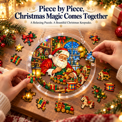 ⏳ Last Day 50% OFF —🎄 Christmas Stained Glass Puzzle Suncatcher