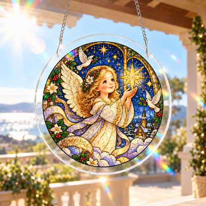 ⏳ Last Day 50% OFF —🎄 Christmas Stained Glass Puzzle Suncatcher