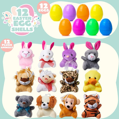 🔥LAST DAY 49% OFF-12/24/36 Pcs Prefilled Easter Eggs, Filled with Plush Animal Toys