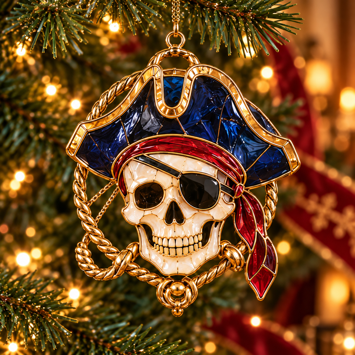 🔥Hot Sale🔥 - Pirate Adventures – Vintage Stained Glass-Style Christmas Ornaments, Set of 6
