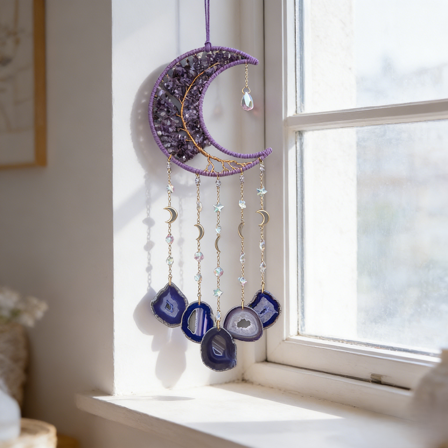 🌙 Amethyst Moon Tree of Life Suncatcher Wind Chime