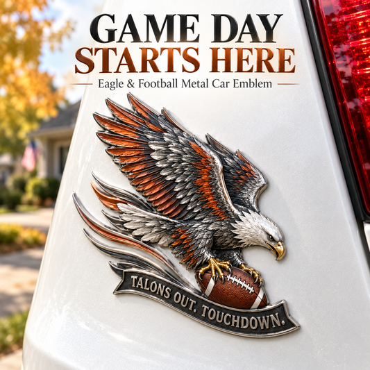 🔥Hot Sale🔥 - 🦅 "Talons Out. Touchdown!" Premium Metal Eagle Car Emblem 5.9“*5.9” | The Ultimate Football Fan Decal