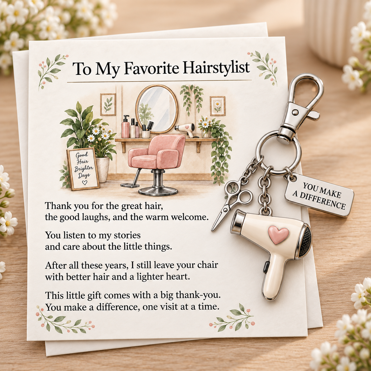 🔥Hot Sale🔥 - ✨ The "You Make a Difference" Appreciation Gift Set – Keychain & Greeting Card ✨