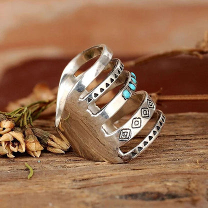 🔥Hot Sale 49% OFF🎁Sterling Silver Bohemian Openwork Carved Turquoise Ring