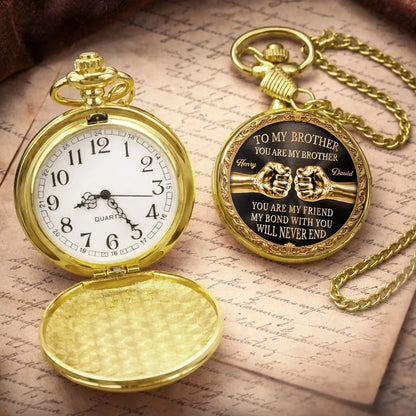 Custom Pocket Watch - Personalized Birthday Gifts For Brother - Forever Loyal As Brothers