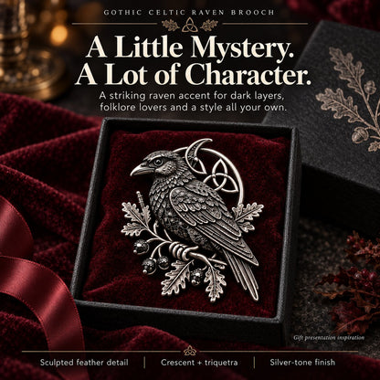 🔥Hot Sale🔥 - 🐦‍⬛ Gothic Celtic Raven Brooch – Dark Academia Statement Pin